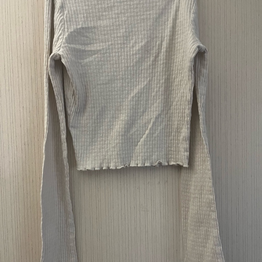 Chic Ribbed Button-Down Shirt - Cream - Picture 3 of 6